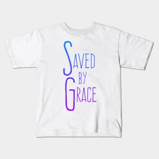 Saved by Grace  in Blue Kids T-Shirt